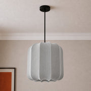 CGC LILA Grey Cylinder Ribbed Stretch Cotton Fabric Lampshade