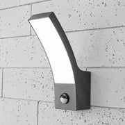 CGC MILLIE Anthracite Dark Grey Curved LED Wall Light PIR Motion Sensor Diecast Aluminium Opal Diffuser 4000k IP54