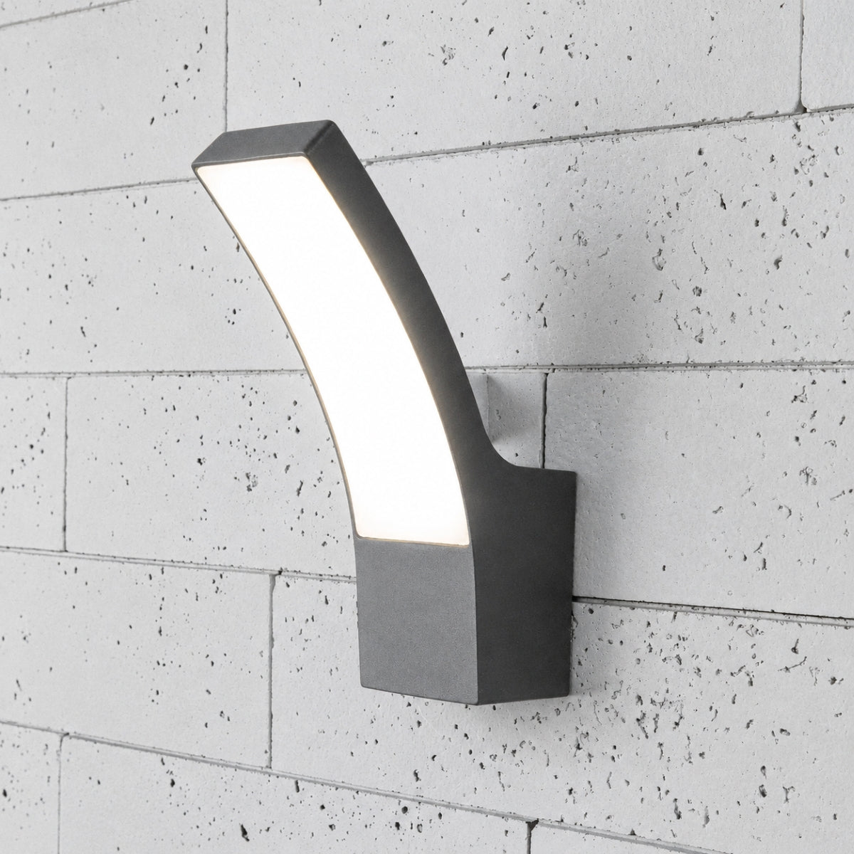 CGC MILLIE Anthracite Dark Grey Curved LED Wall Light Diecast Aluminium Opal Diffuser 4000k IP54