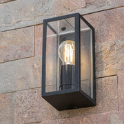 CGC MARINA Black E27 Outdoor Wall Light Box Lantern Clear Diffuser IP44
