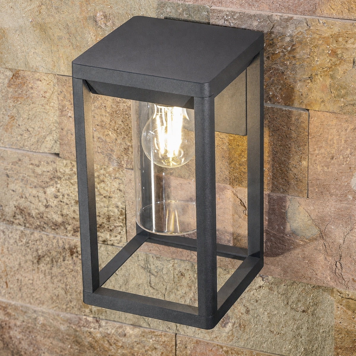CGC MADDISON Anthracite Grey E27 Outdoor Wall Light Lantern Clear Diffuser IP54