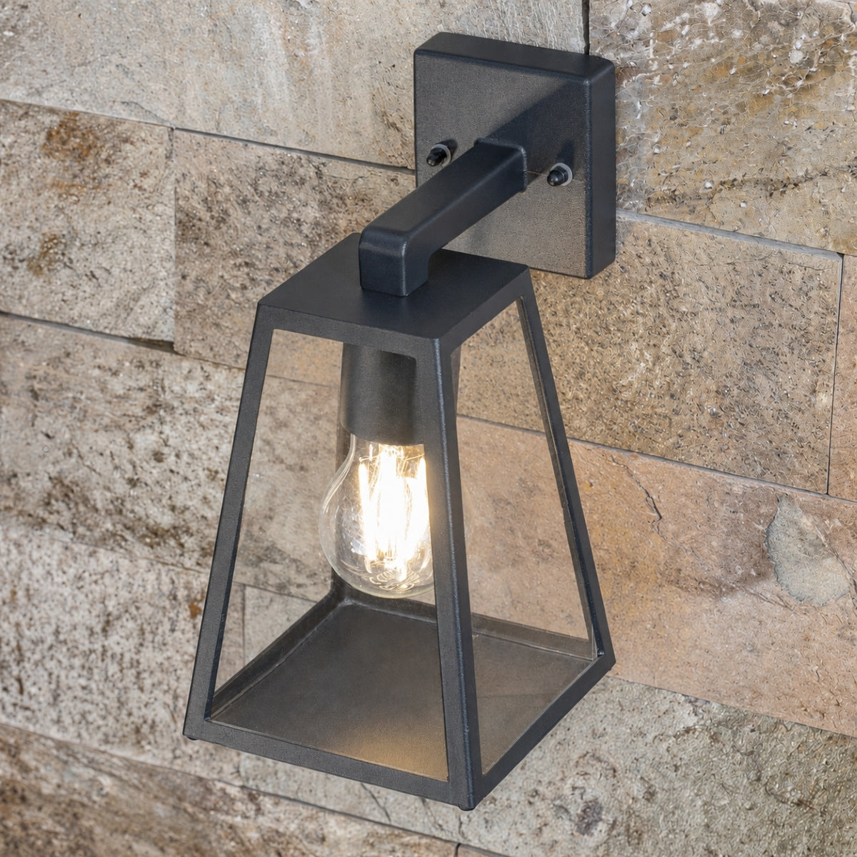 CGC CALLIE Black Outdoor Wall Light Triangle Clear Diffuser