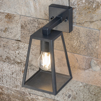 CGC CALLIE Black Outdoor Wall Light Triangle Clear Diffuser