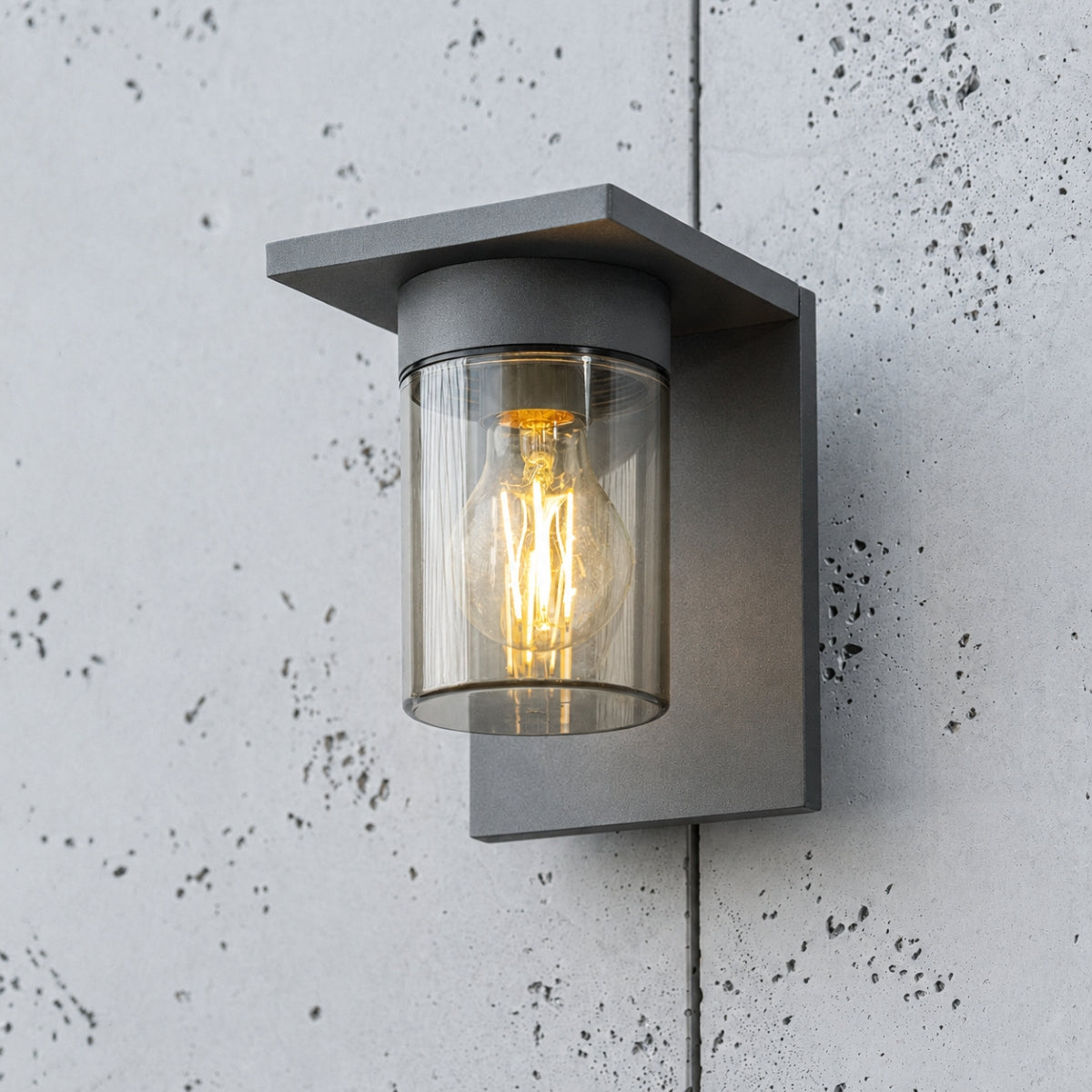 CGC AVERY Anthracite Grey E27 Outdoor Wall Light Lantern Smoked Diffuser IP54