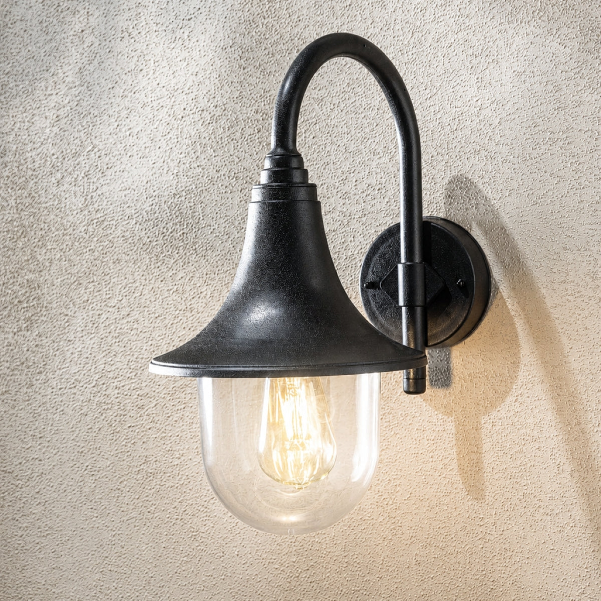 CGC DINAH Black Traditional Curved Hooked Outdoor Wall Lantern