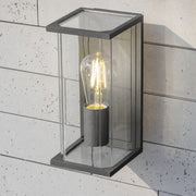 CGC ADRIANA Anthracite Grey E27 Outdoor Wall Light Lantern Clear Diffuser IP54