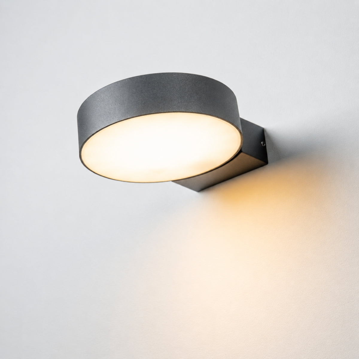 CGC DARCY Anthracite Dark Grey Adjustable Round LED Outdoor Wall Light 3000k Warm White IP54