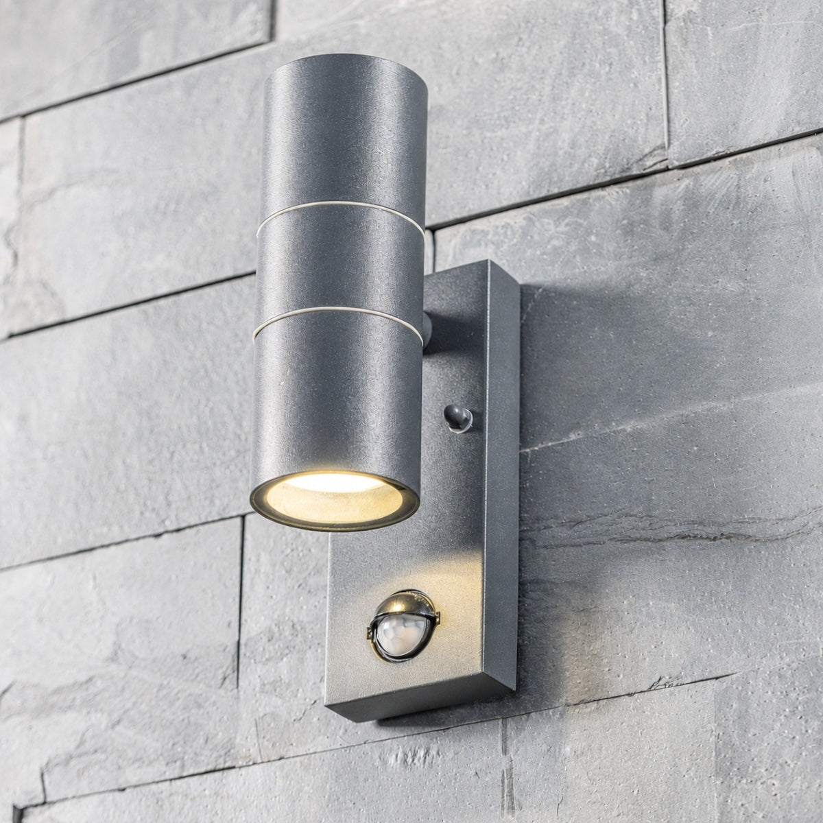 CGC MIA Dark Grey Stainless Steel GU10 Up and Down Outdoor Wall Light IP44 with PIR Motion Sensor