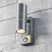 CGC MIA Dark Grey Stainless Steel GU10 Up and Down Outdoor Wall Light IP44 with PIR Motion Sensor