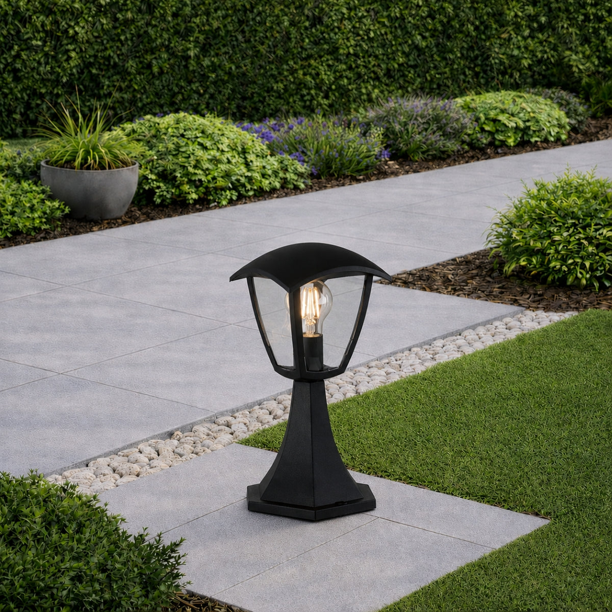 CGC VIOLET Black Outdoor Short Post Coach Style Light