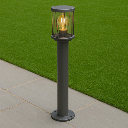 CGC CORA Dark Grey Diagonal Pattern Medium Post Light