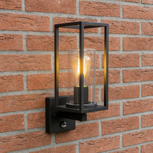 CGC CHLOE PIR E27 Black Outdoor Lantern With Motion Sensor IP54