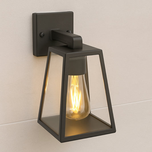 CGC CALLIE Black Outdoor Wall Light Triangle Clear Diffuser