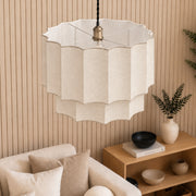 CGC Catalina Extra Large 52cm Cream Fine Linen Two Tier Inverted Scallop Lampshade