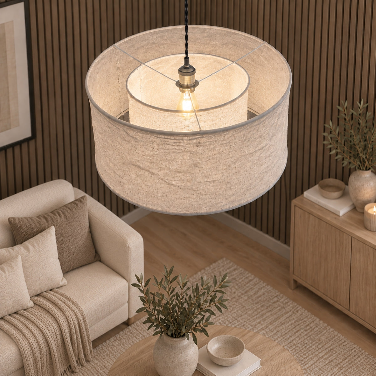 CGC Marisol Large 50cm Two Tier Oatmeal Linen Lampshade