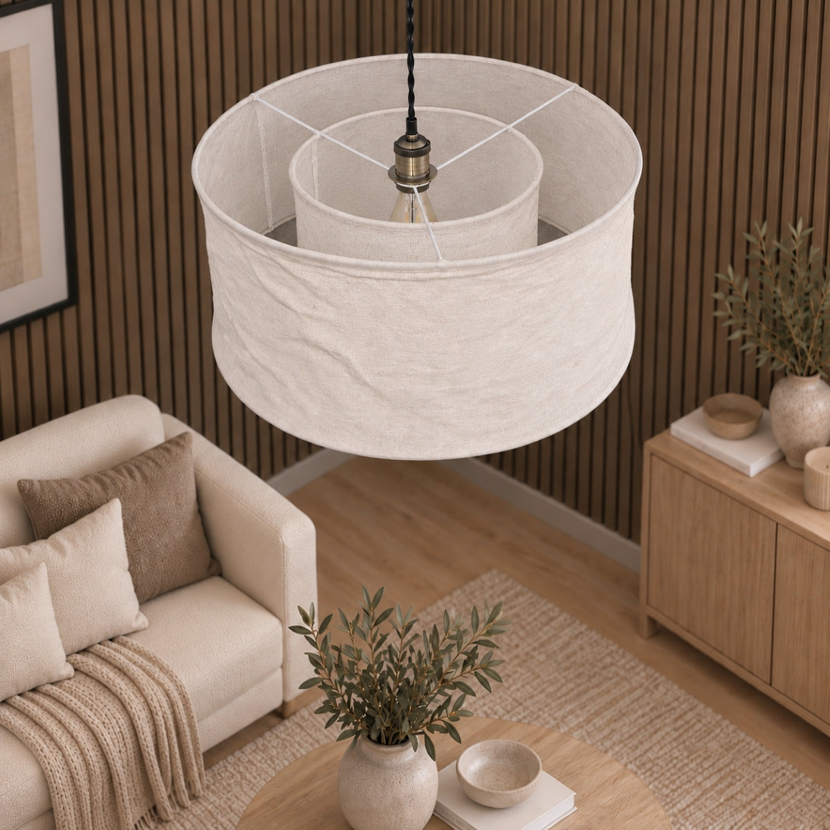 CGC Marisol Large 50cm Two Tier Oatmeal Linen Lampshade