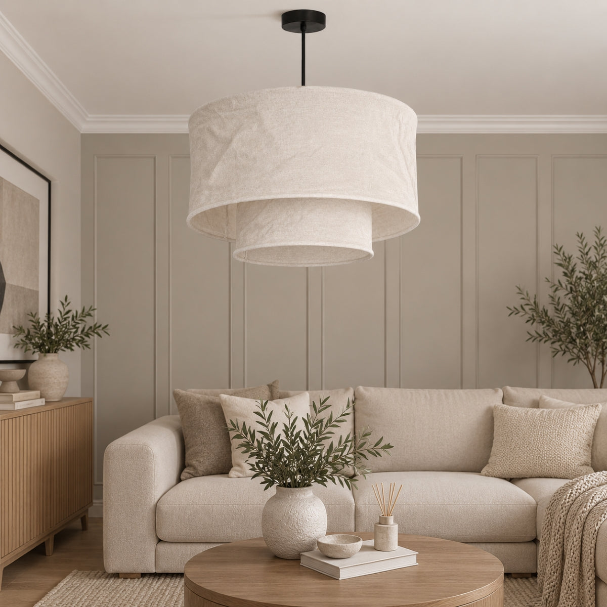 CGC Marisol Large 50cm Two Tier Oatmeal Linen Lampshade