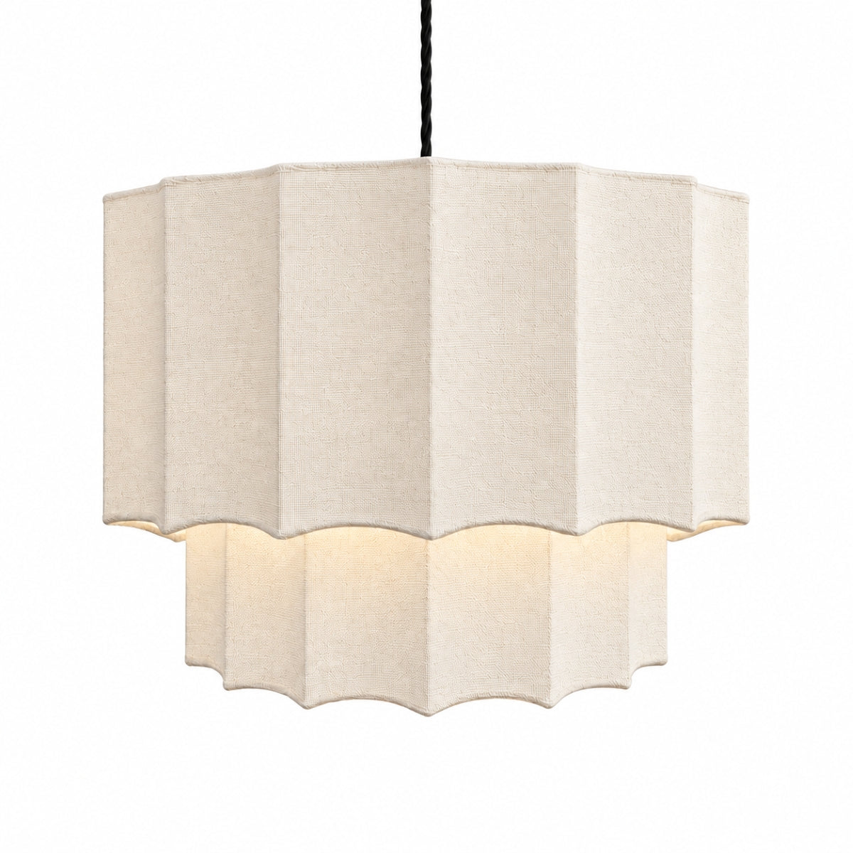 CGC Catalina Extra Large 52cm Cream Fine Linen Two Tier Inverted Scallop Lampshade