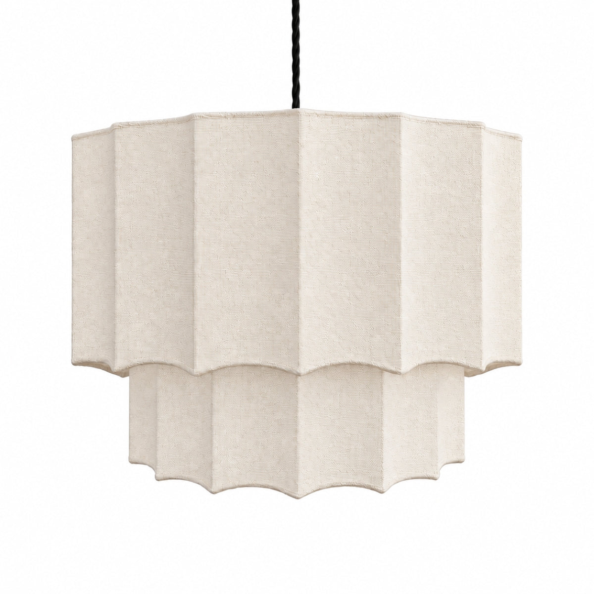 CGC Catalina Extra Large 52cm Cream Fine Linen Two Tier Inverted Scallop Lampshade