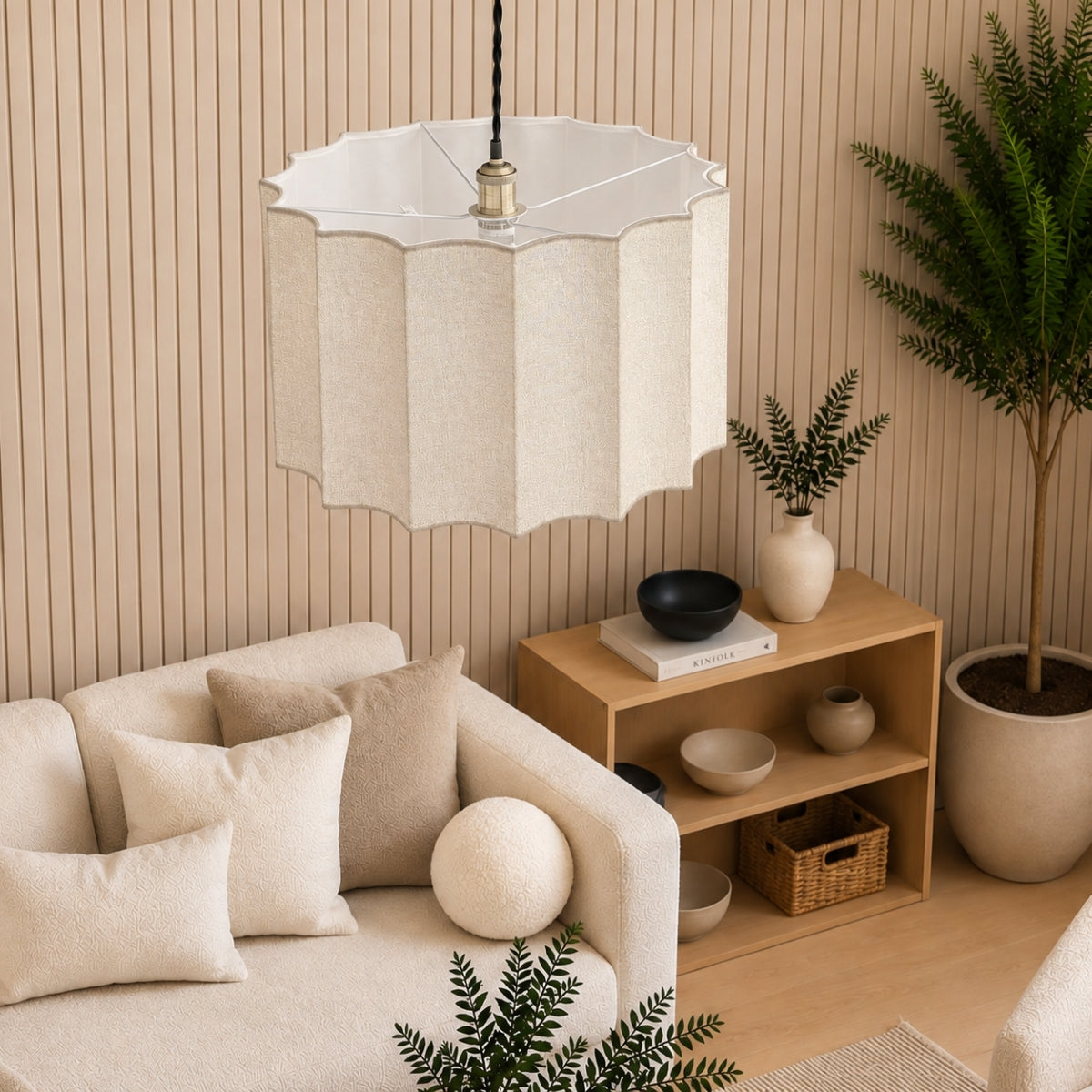 CGC Catalina Large 50cm Cream Fine Linen Inverted Scallop Lampshade