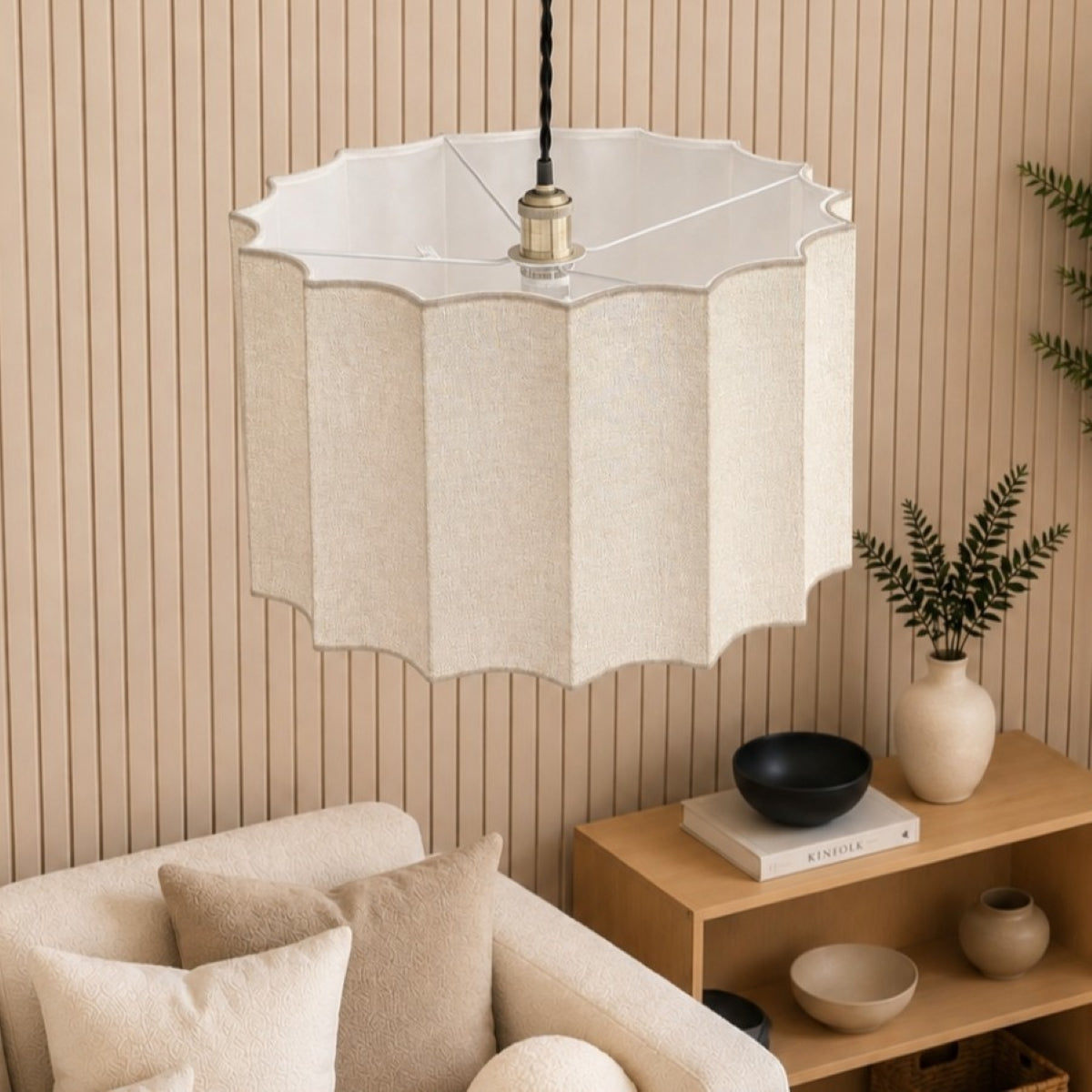 CGC Catalina Large 50cm Cream Fine Linen Inverted Scallop Lampshade