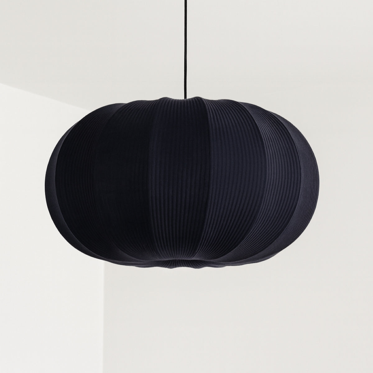 CGC LILA Navy Oval Ribbed Stretch Cotton Fabric Lampshade