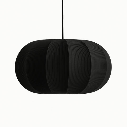 CGC LILA Black Oval Stretch Ribbed Cotton Fabric Lampshade