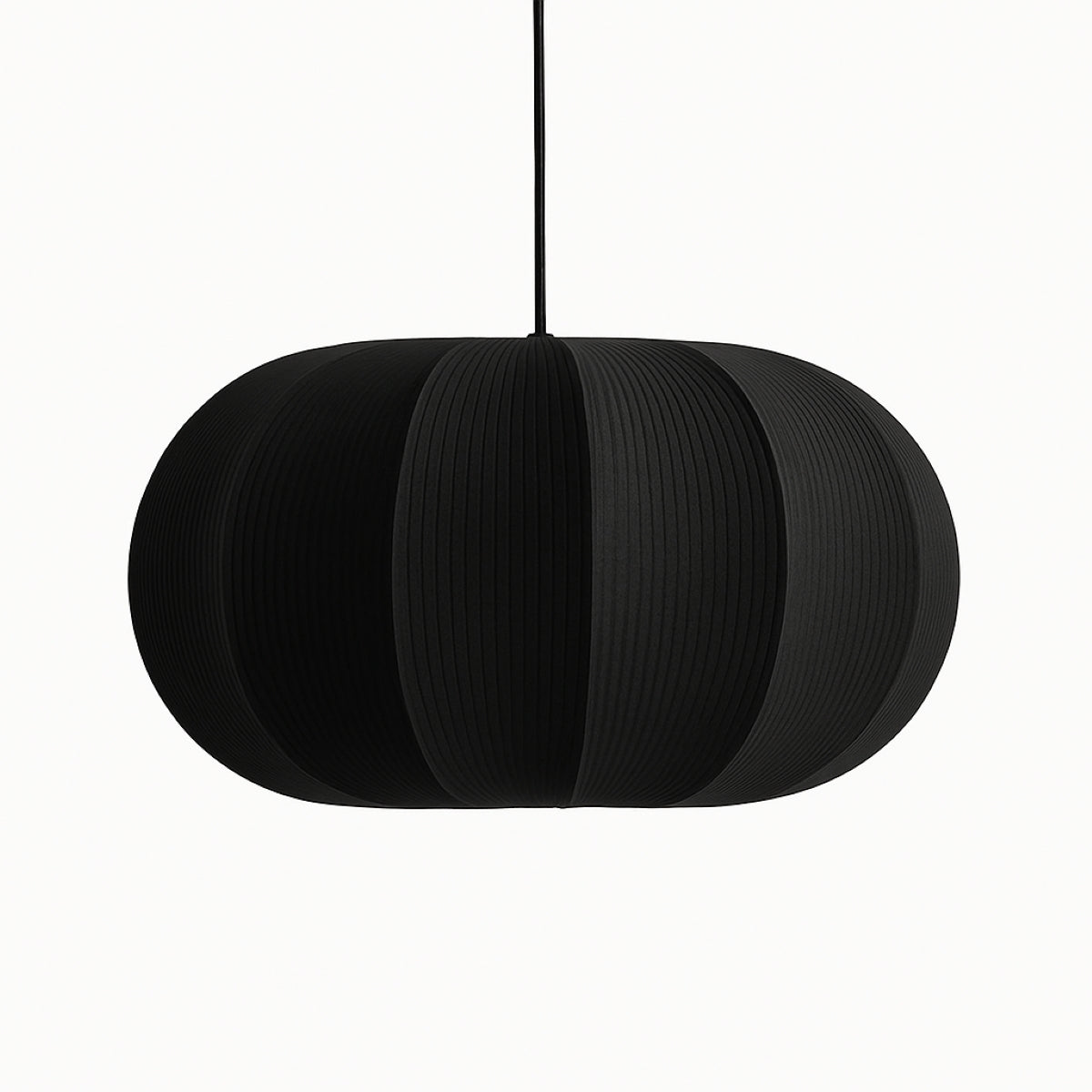 CGC LILA Black Oval Stretch Ribbed Cotton Fabric Lampshade