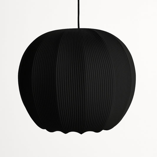 CGC LILA Black Rounded Ribbed Stretch Cotton Fabric Lampshade
