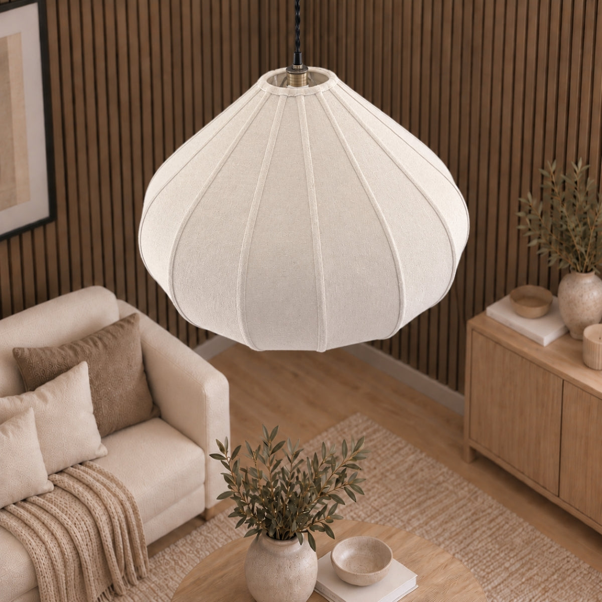 CGC Libby 50cm Large Oatmeal Stretch Linen Fabric Bell Shape Lampshade