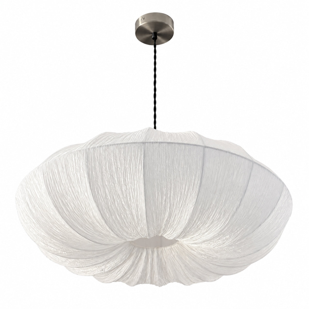 CGC Jade Large 60cm Cream Ruffled Silk Fabric Oval Lampshade