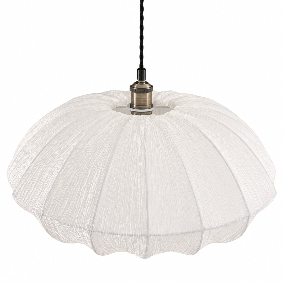 CGC Jade Large 60cm Cream Ruffled Silk Fabric Oval Lampshade