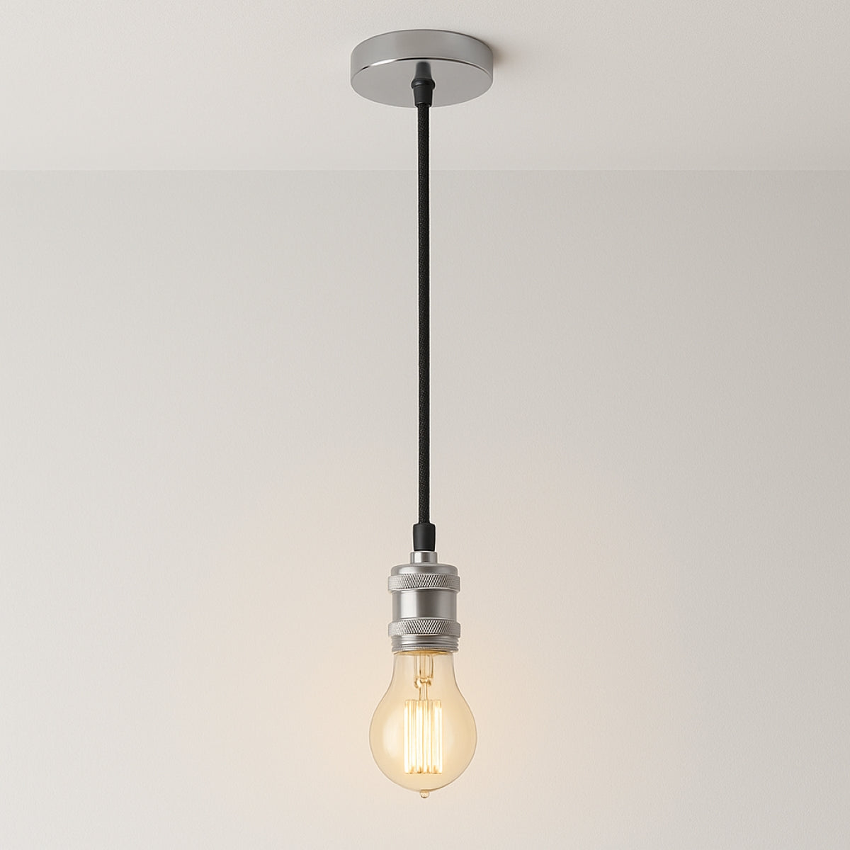 CGC CASSIE Chrome 1.5m adjustable E27 Ceiling Pendant and Matching ceiling Rose