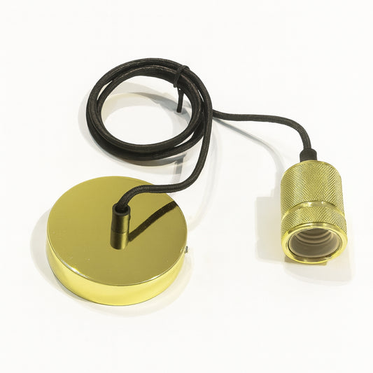 CGC SYDNEY Gold Knurled Single Band 1.5m adjustable E27 Ceiling Pendant and Matching ceiling Rose