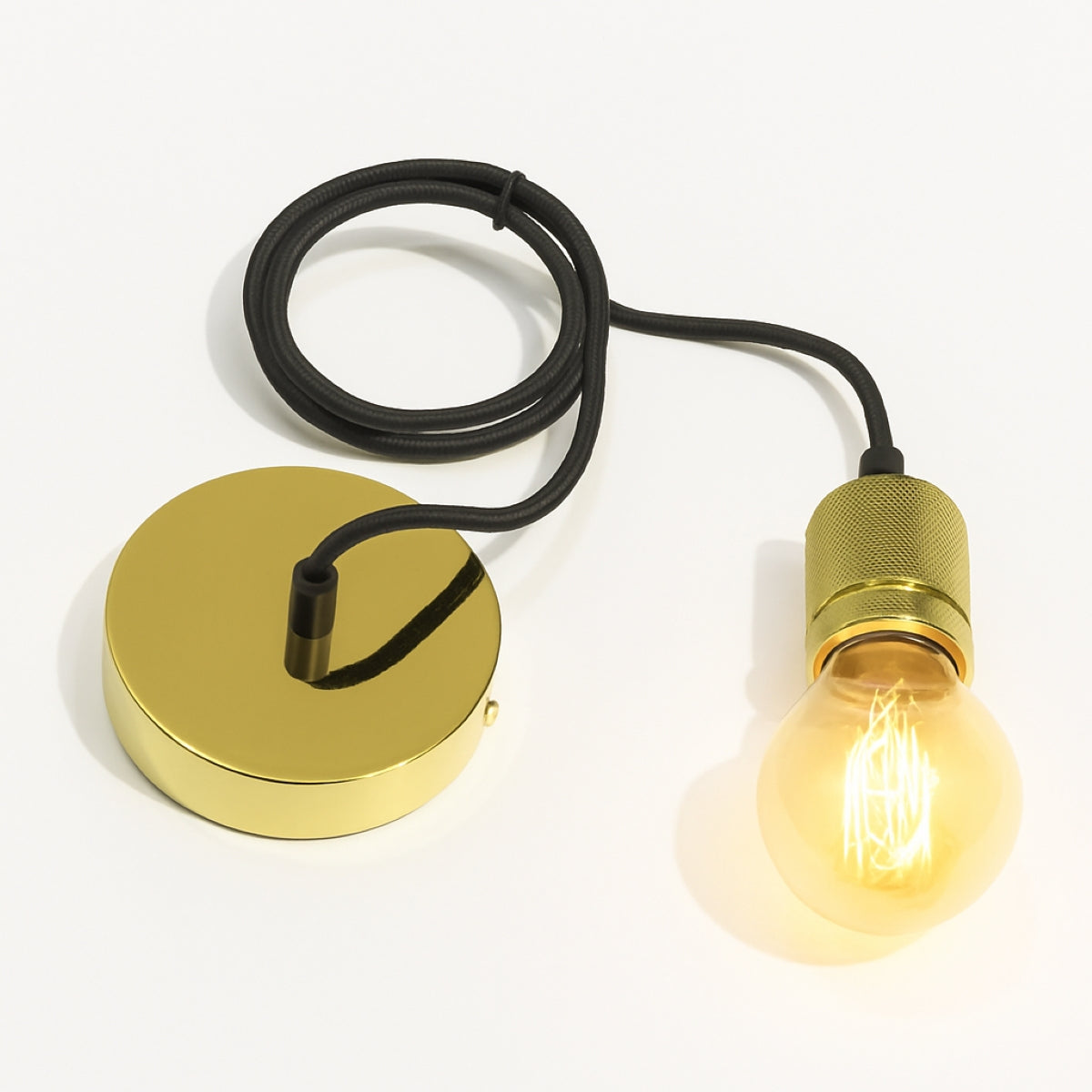 CGC SYDNEY Gold Knurled Single Band 1.5m adjustable E27 Ceiling Pendant and Matching ceiling Rose