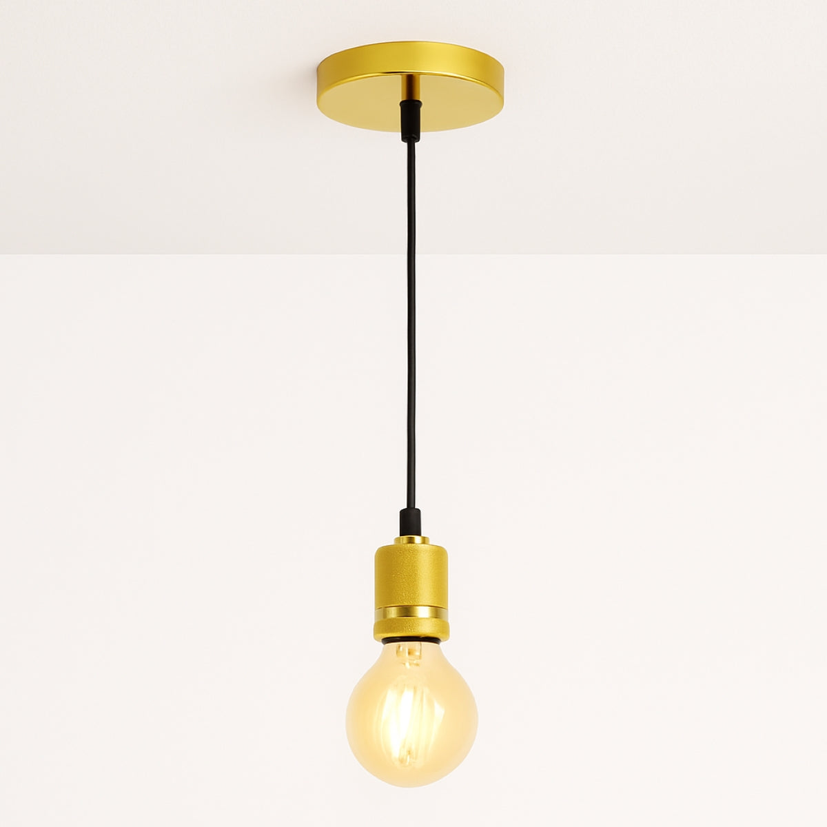CGC SYDNEY Gold Knurled Single Band 1.5m adjustable E27 Ceiling Pendant and Matching ceiling Rose