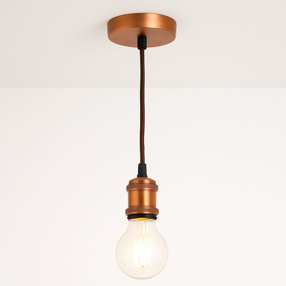 CGC CASSIE Copper 1.5m Adjustable E27 Ceiling Suspension Cable Pendant and Matching Ceiling Rose