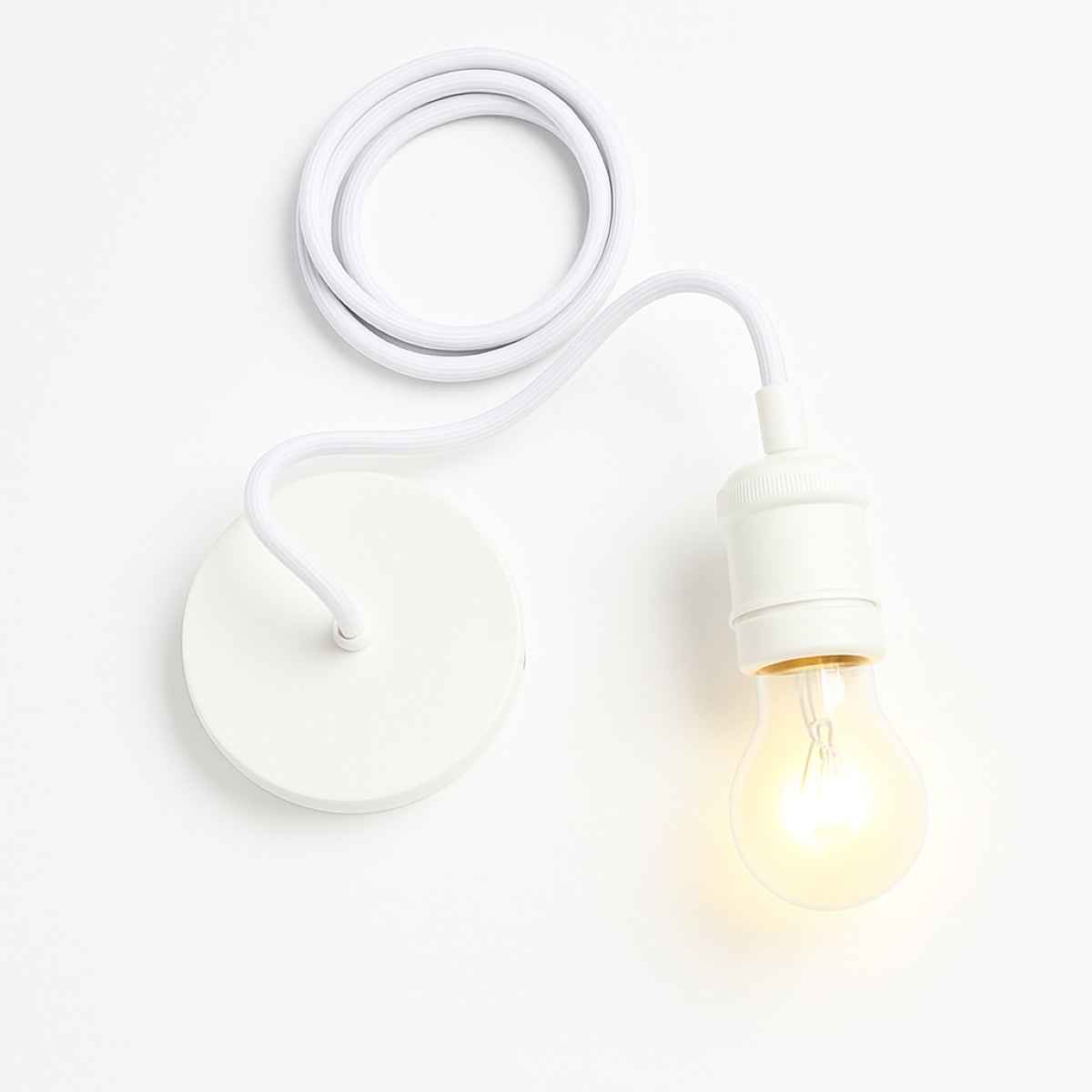 CGC CASSIE Matt White 1.5m adjustable E27 Ceiling Pendant and Matching ceiling Rose