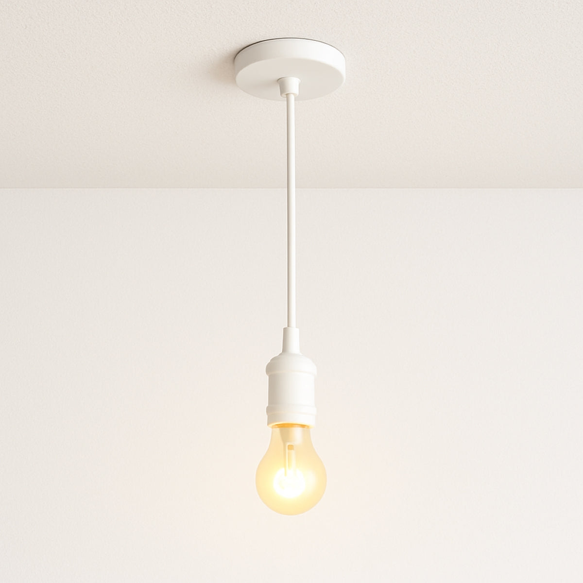CGC CASSIE Matt White 1.5m adjustable E27 Ceiling Pendant and Matching ceiling Rose