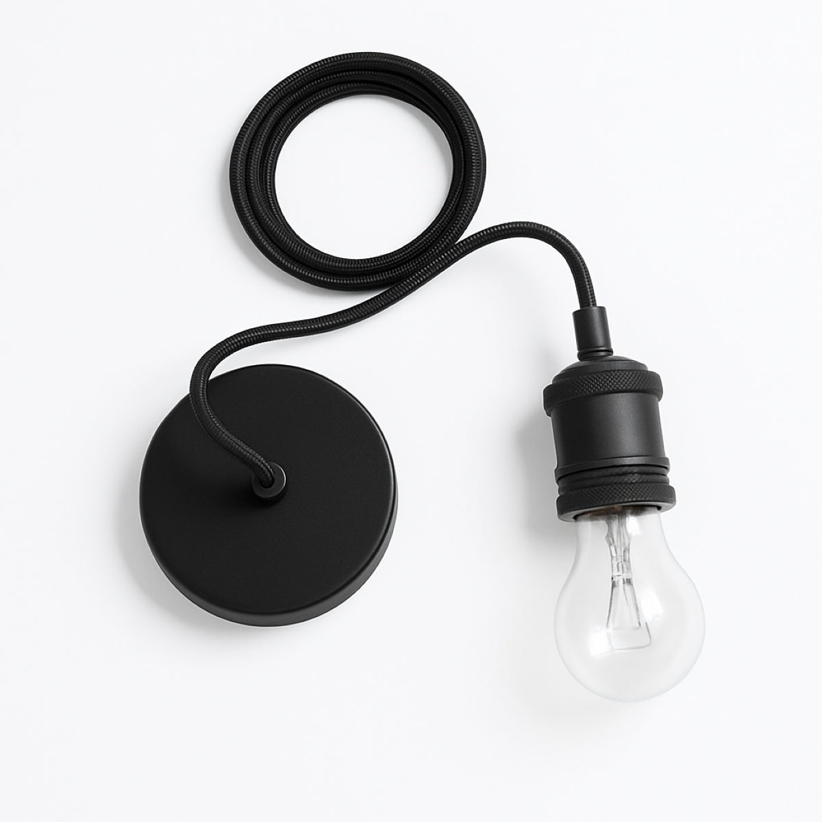 CGC CASSIE Black 1.5m adjustable E27 Ceiling Pendant and Matching ceiling Rose