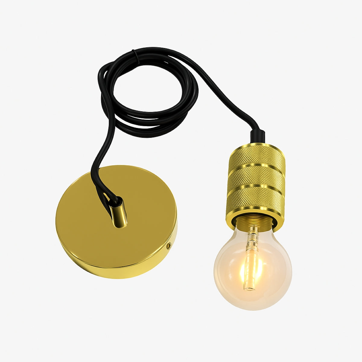 CGC SYDNEY II Gold Knurled Two Band 1.5m adjustable E27 Ceiling Pendant and Matching ceiling Rose