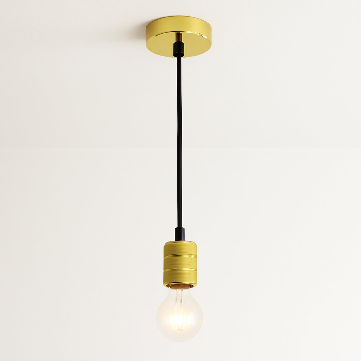 CGC SYDNEY II Gold Knurled Two Band 1.5m adjustable E27 Ceiling Pendant and Matching ceiling Rose