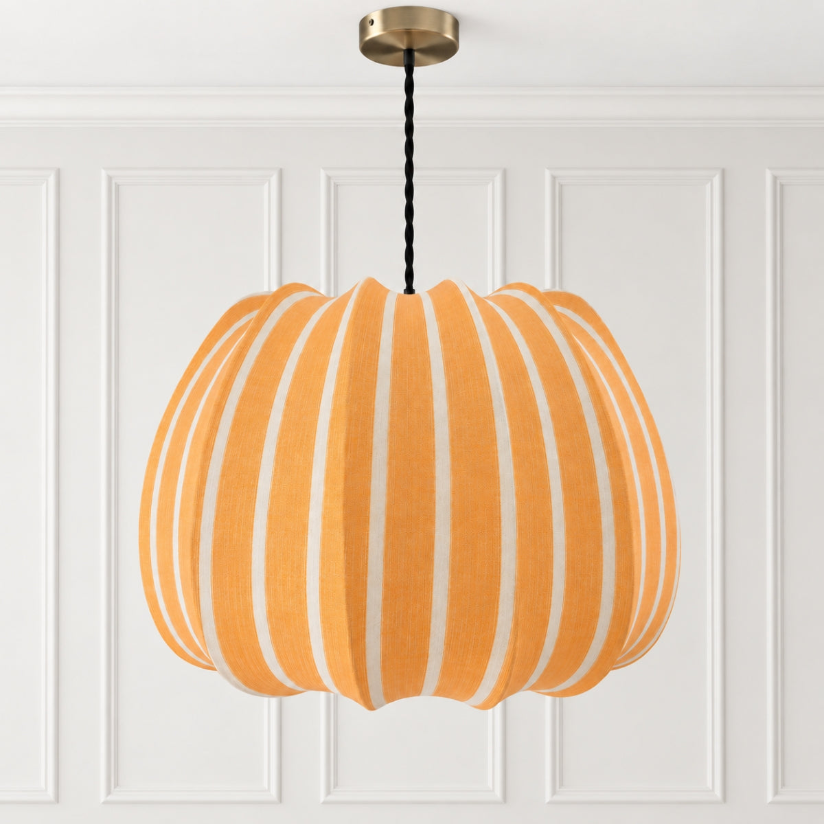 CGC Fleur Large 50cm Ochre & White Striped Bell Lantern Lampshade