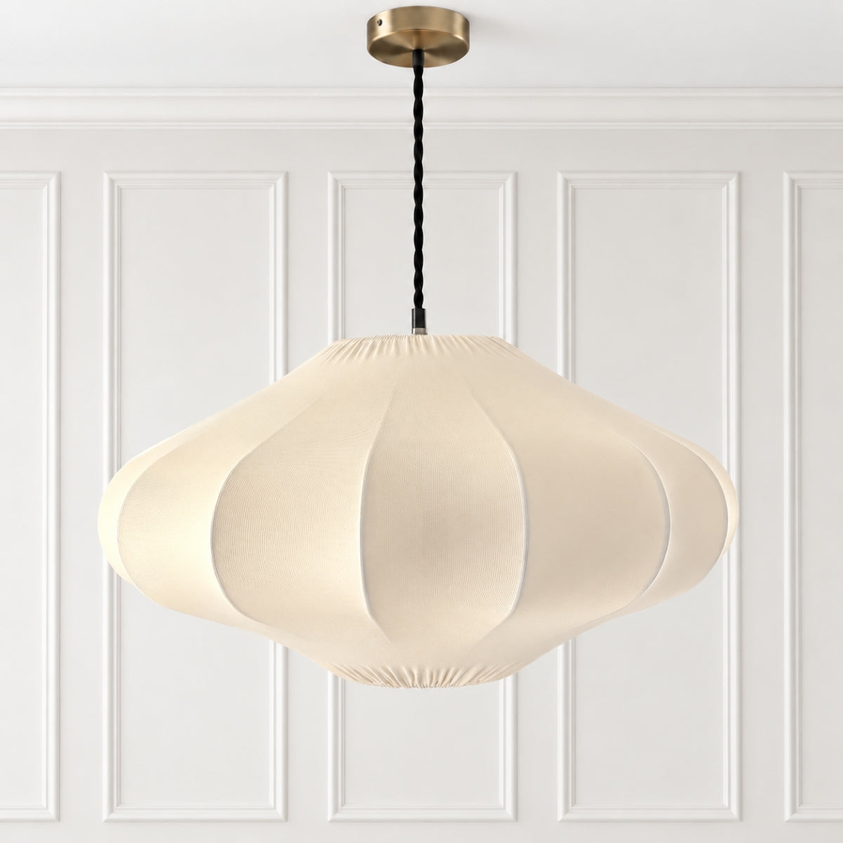 CGC Jolie Large 50cm Soft Ivory Stretch Smooth Fabric Round Seashell Lampshade