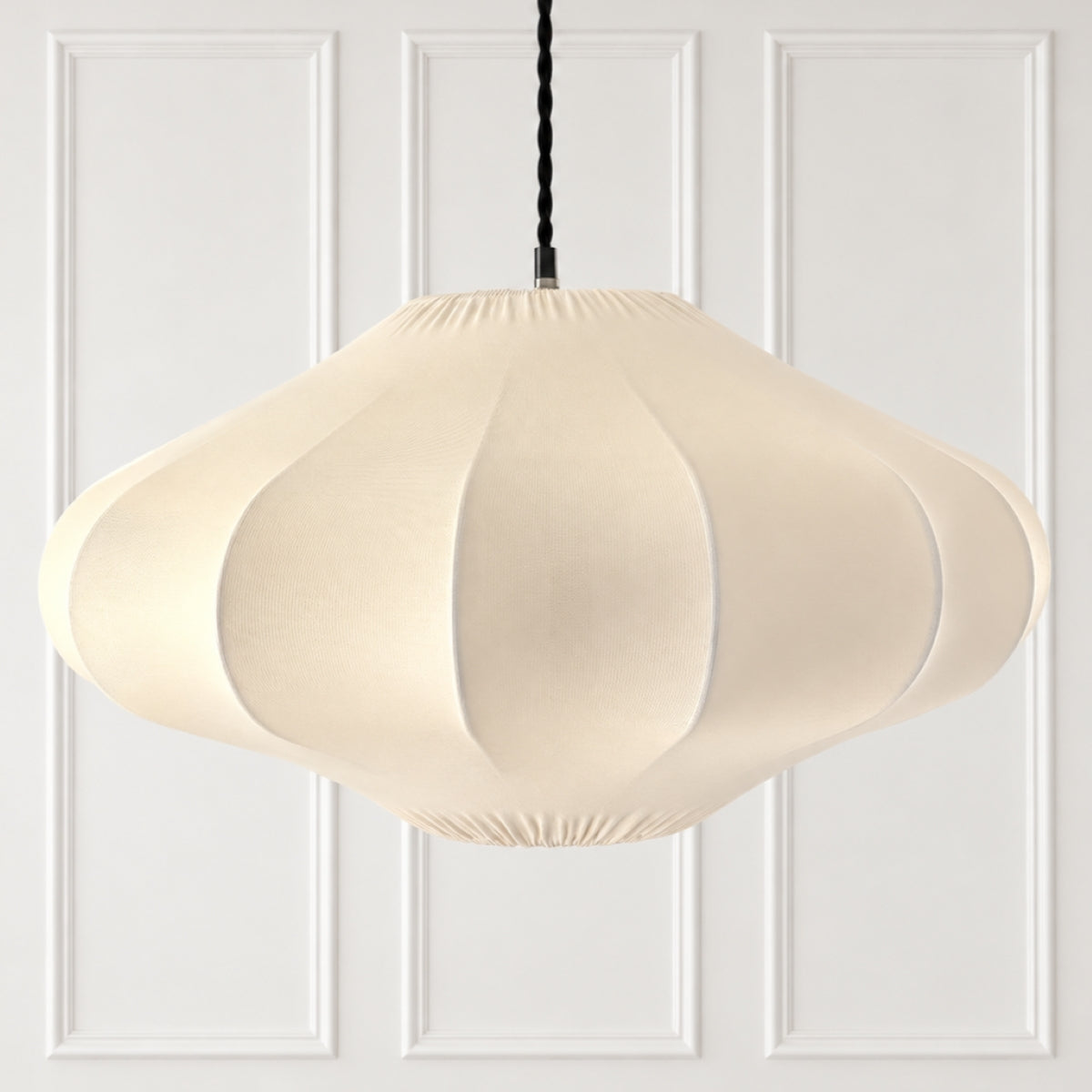 CGC Jolie Large 50cm Soft Ivory Stretch Smooth Fabric Round Seashell Lampshade