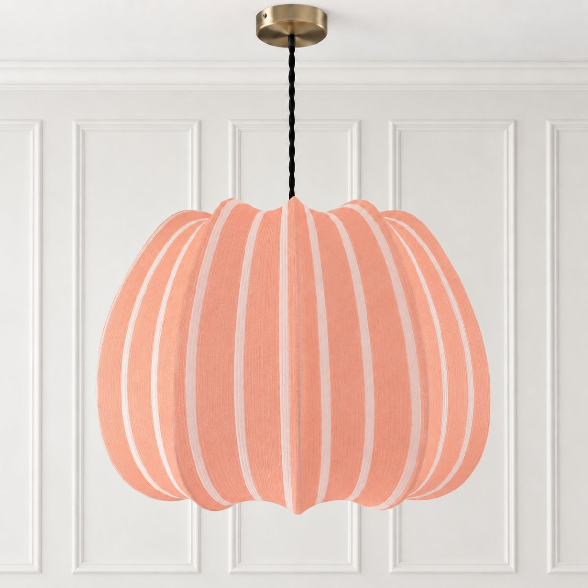 CGC Fleur Large 50cm Orange & White Striped Bell Lantern Lampshade