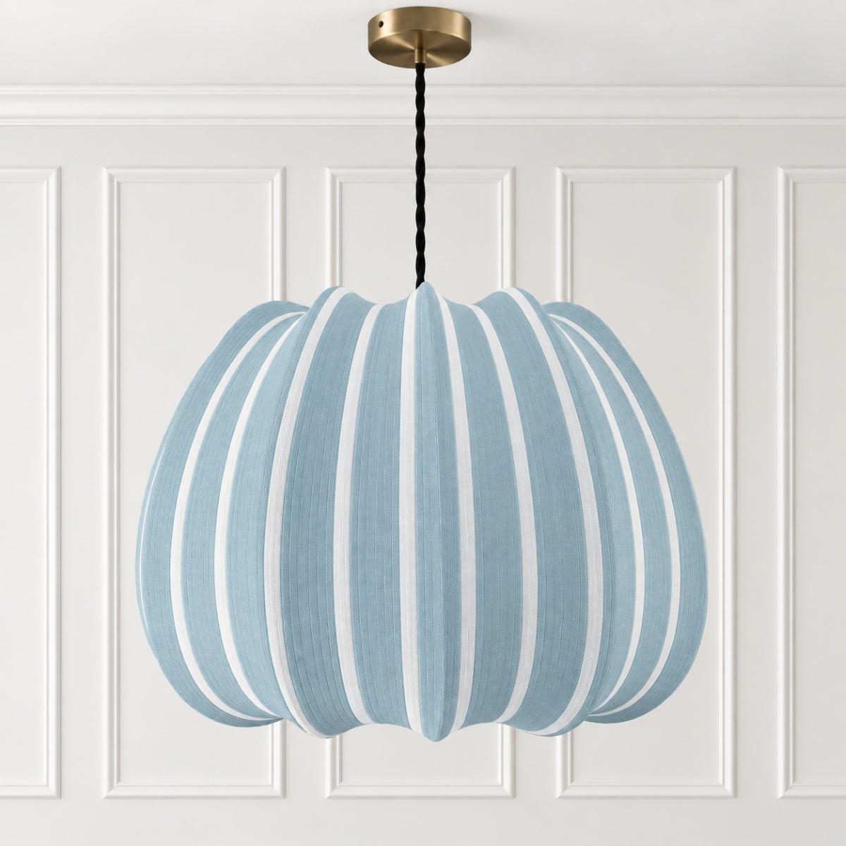 CGC Fleur Large 50cm Blue & White Striped Bell Lantern Lampshade