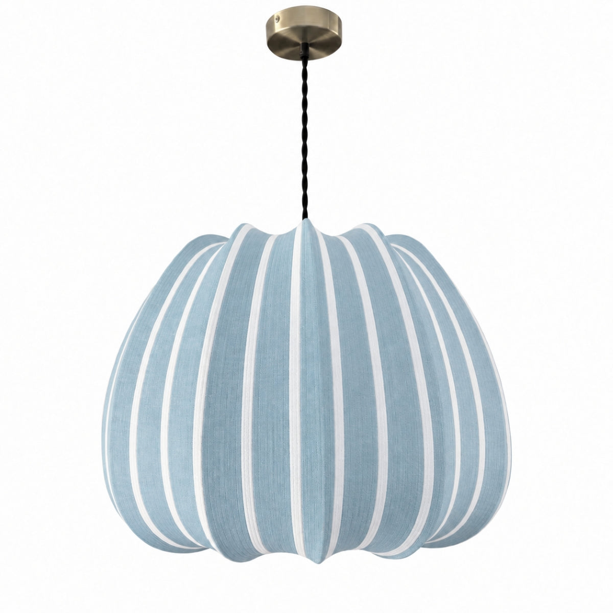 CGC Fleur Large 50cm Blue & White Striped Bell Lantern Lampshade
