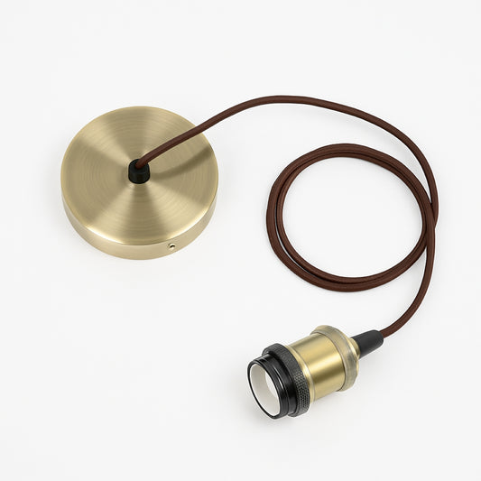 CGC CASSIE Antique Brass 1.5m Adjustable E27 Ceiling Suspension Cable Pendant and Matching Ceiling Rose