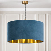 CGC MILANO Teal & Gold Oversized Large Velvet Fabric Lamp Shade